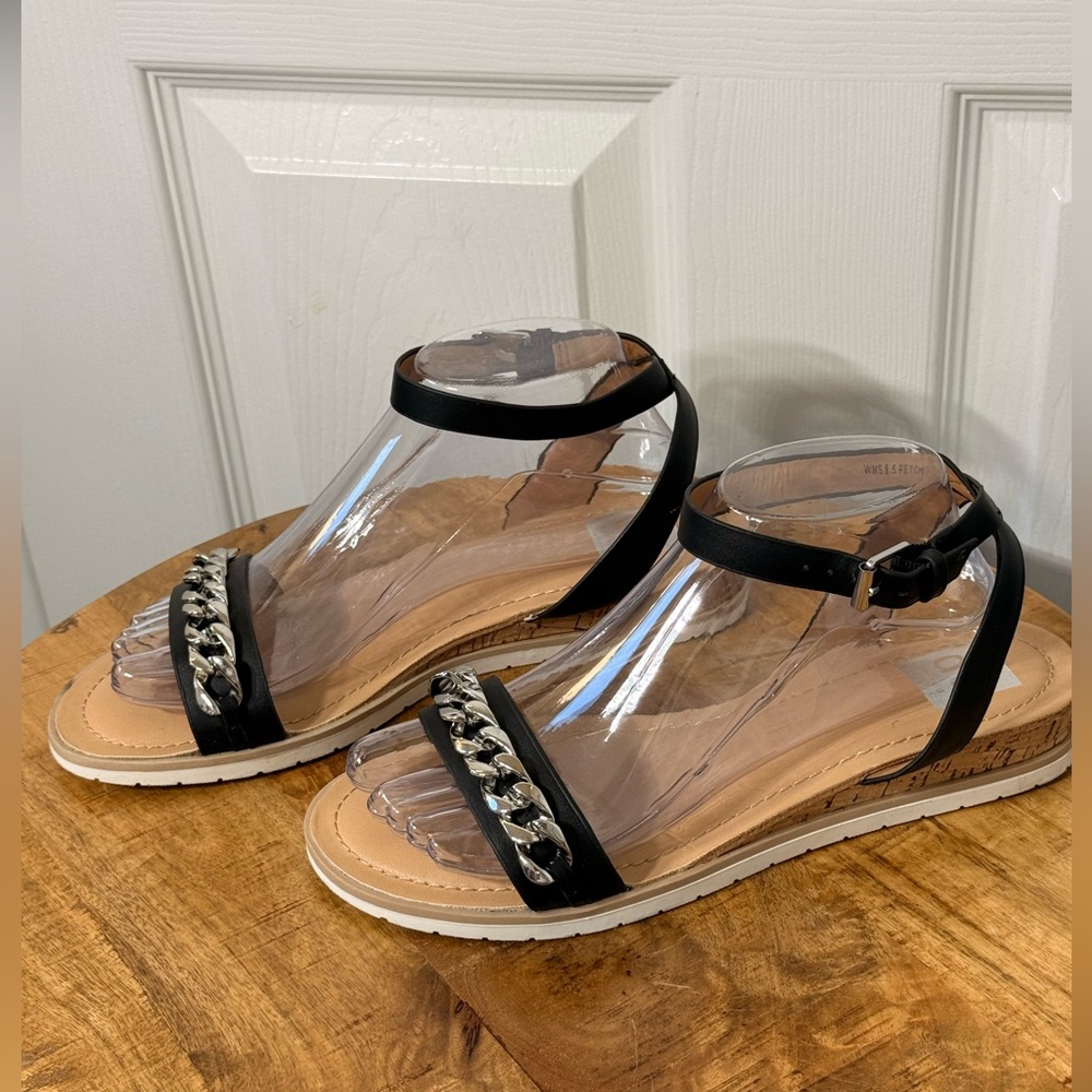 DV by Dolce Vita Black Sandals with Silver Chain - Picture 2 of 6